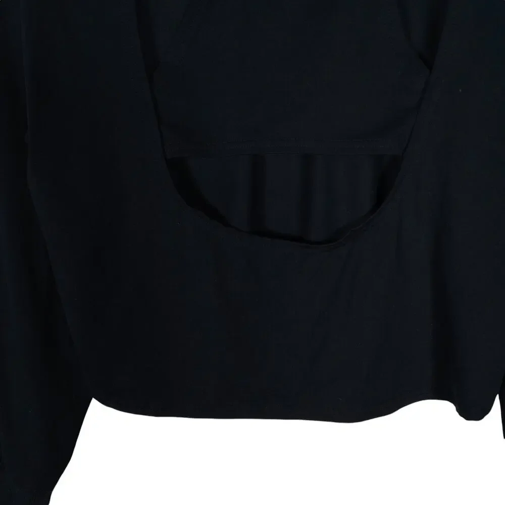 Gilly Hicks GO Womens Hoodie Medium Black Cropped Relaxed Fit Pullover Open Back - Picture 10 of 11